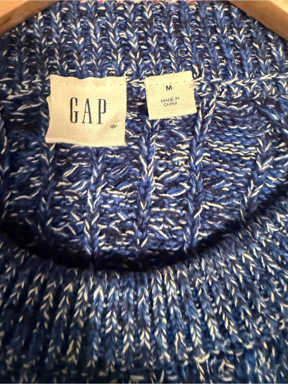 GAP Marled Blue Cable Knit Crewneck Sweater